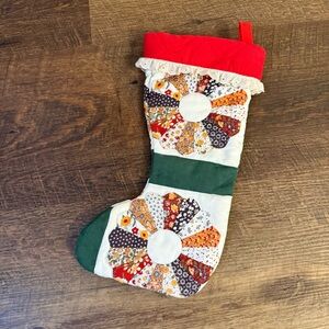 Vintage Christmas Handmade Quilt Stocking - ready to fill